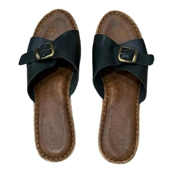 Born Black Araya Wedge Sandal with Buckle 9 - Picture 4 of 10